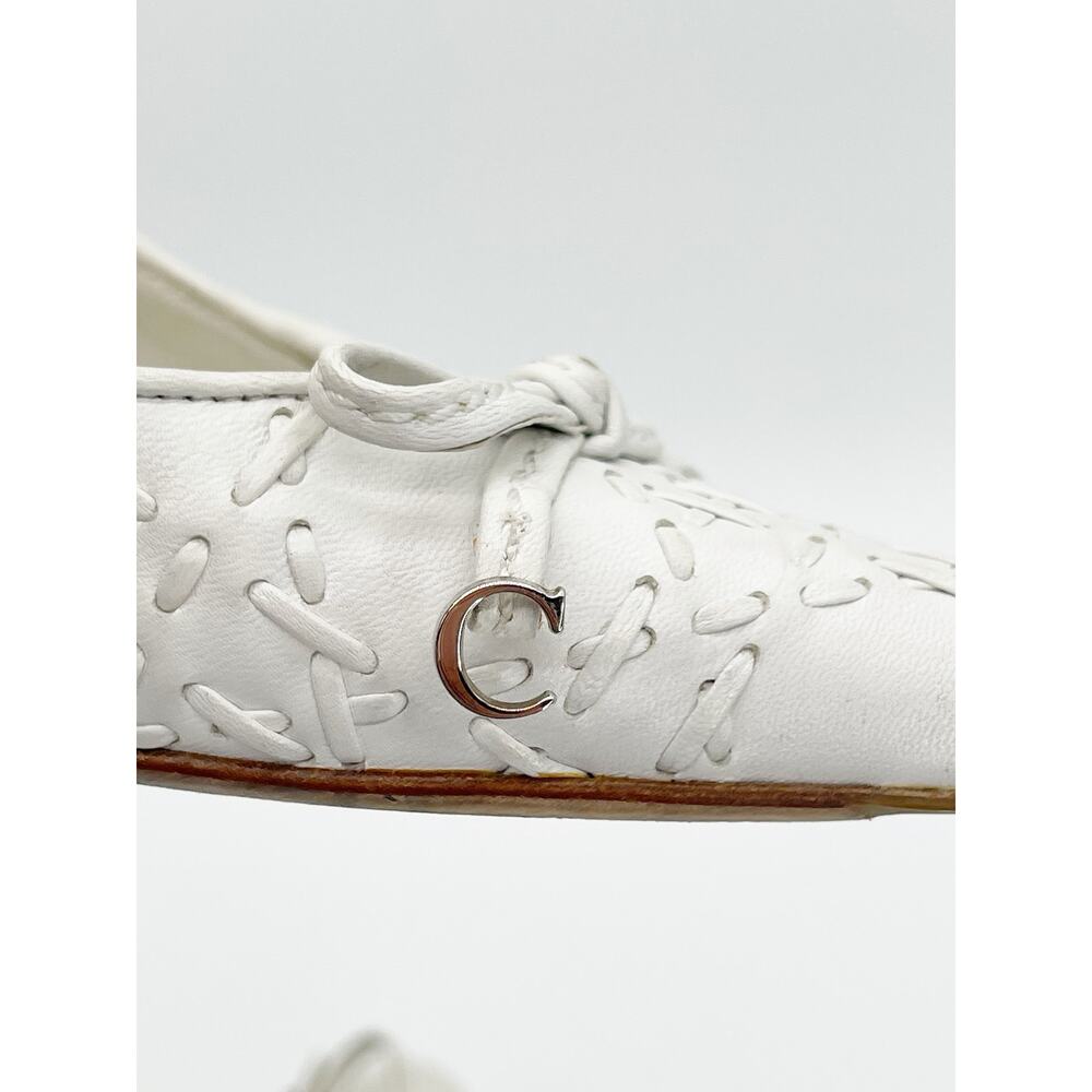 Dior Vintage White Whipstitched Bow CD Charm Pointed Toe Kitten Heels EU 36.5 - Picture 8 of 16
